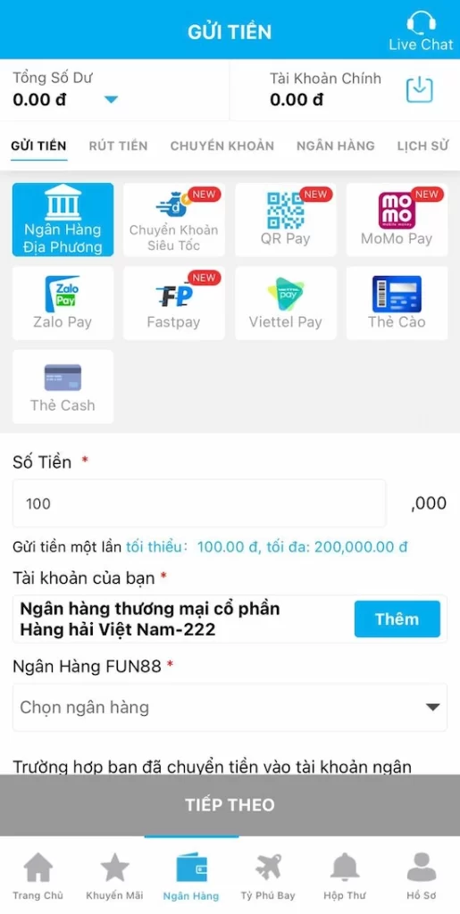 Hướng Dẫn Nạp Tiền Ngân Hàng Địa Phương