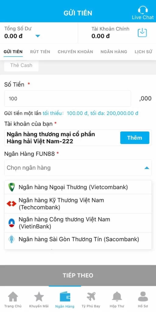 Hướng Dẫn Nạp Tiền Ngân Hàng Địa Phương