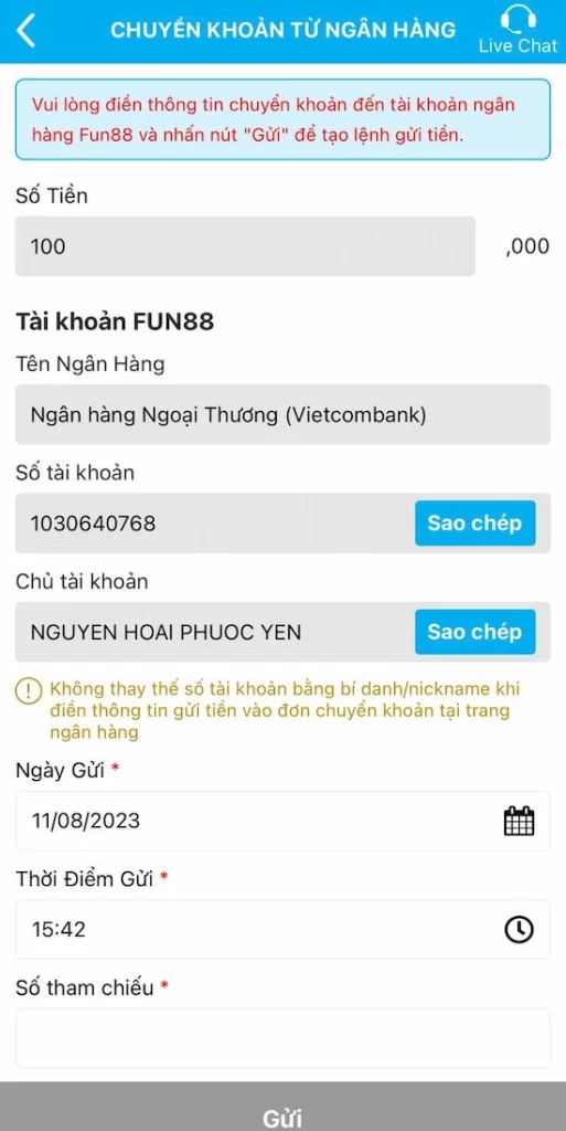 Hướng Dẫn Nạp Tiền Ngân Hàng Địa Phương