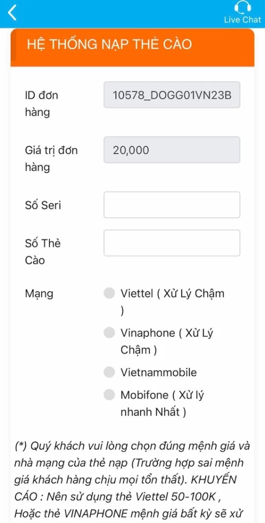 Cách Để Nạp Tiền Thẻ Cào