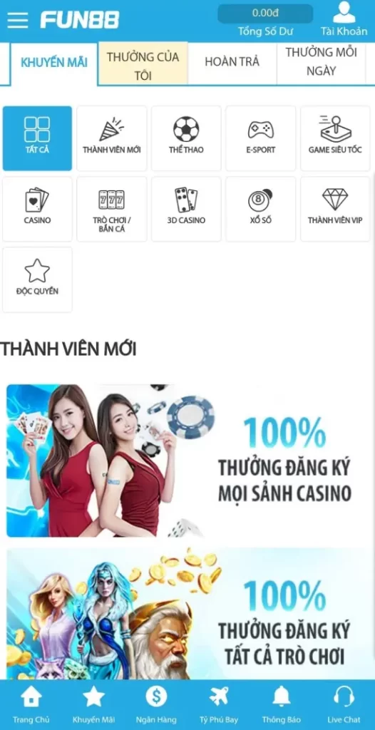 Tìm khuyến mãi FUN88