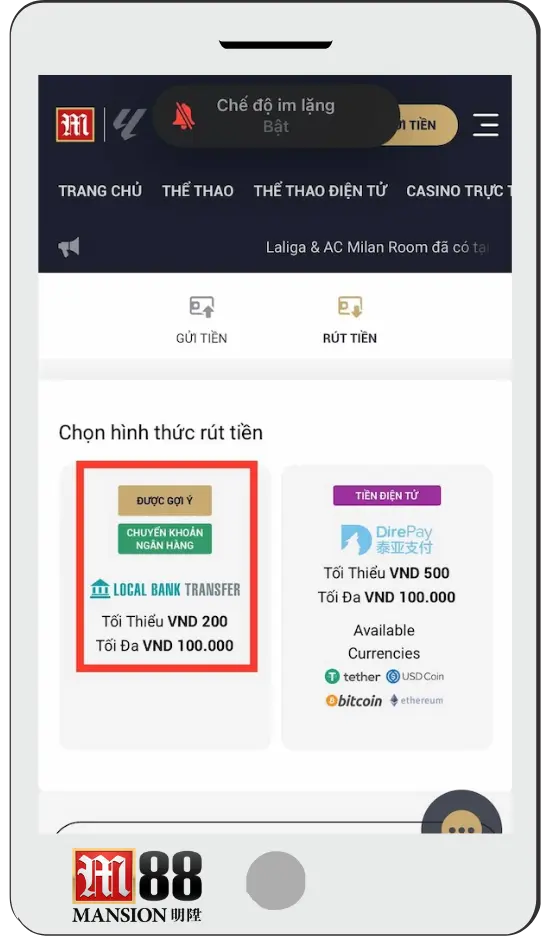 Làm cách nào để rút tiền M88 nhanh nhất?