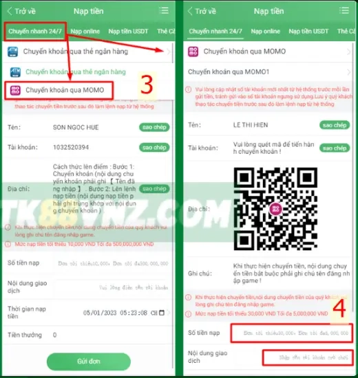 Nạp Tiền Qua Ví Điện Tử Momo