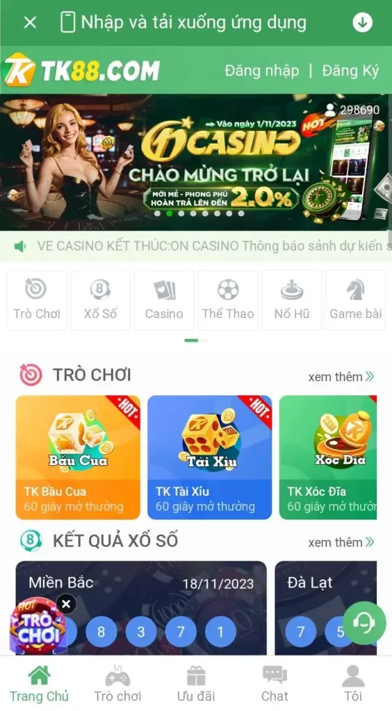 Vào trang chủ TK88 để bắt đầu đăng ký TK88.