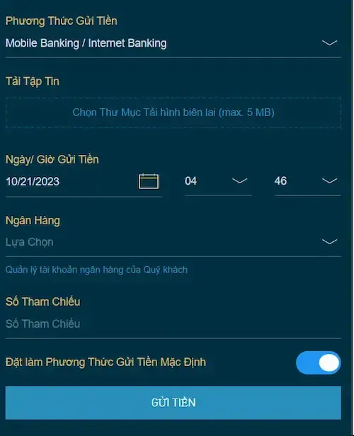 Bước 2 hướng dẫn nạp tiền w88