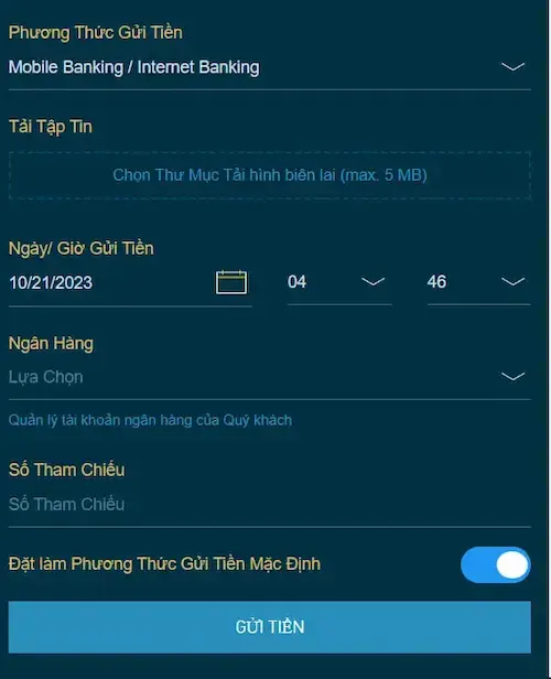 Bước 3 hướng dẫn nạp tiền W88